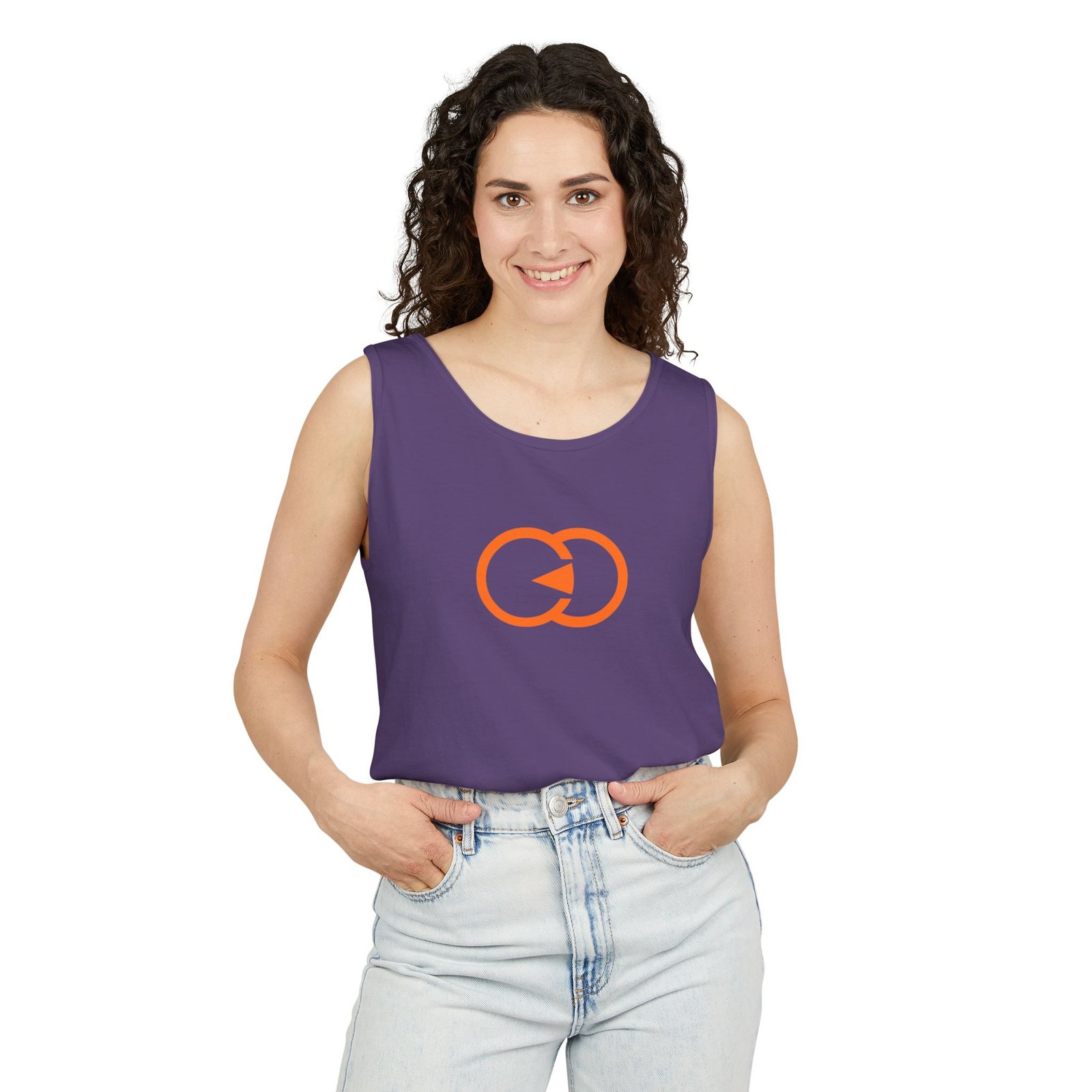 Unisex Garment-Dyed Tank Top with Orange Graphic - Casual Summer Wear with G8 Sport