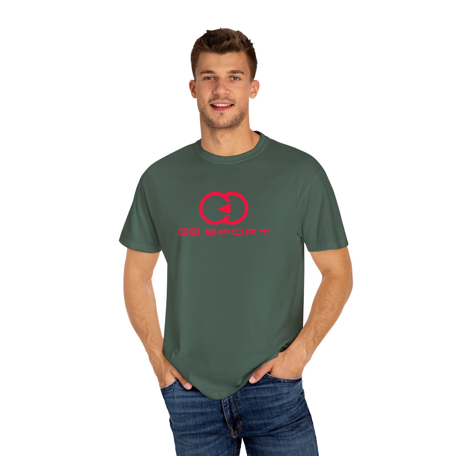 Unisex Garment-Dyed T-Shirt with Sporty Logo - Casual Comfort Apparel with G8 Sport - Image 11